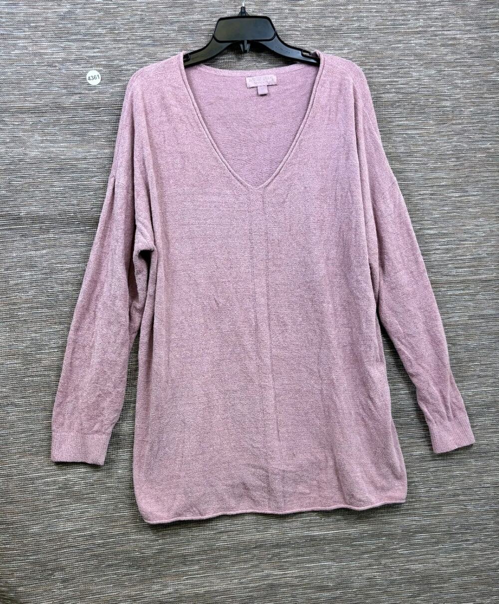 Barefoot Dreams CozyChic Ultra Lite V-Neck Tunic Sweater 1X Rose Long Sleeve NEW